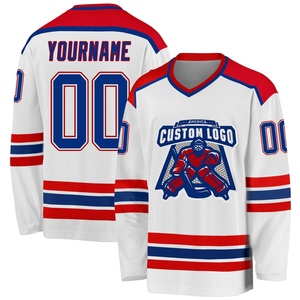 Wholesale Direct Manufacturing Industry Custom White Royal-<b>Red</b> Hockey Jersey - Product Image 1