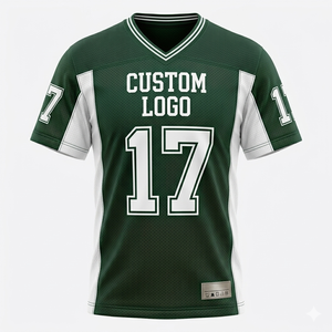 Camiseta de Fútbol Americano Personalizada para Hombre, Verde y Blanca, Cuello en V, Manga Corta, Número 17, Impresión Sublimada, Tejido Transpirable - Product Image 1