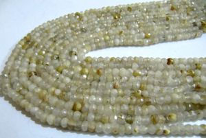 Cuentas facetadas de cuarzo rutilado dorado natural de 3-4 mm, vendidas por hebra de 13 pulgadas de largo, cuentas semipreciosas de rutilo dorado. - Product Image 3