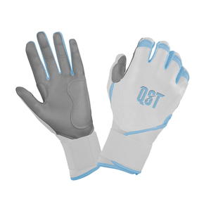 Gants de frappe de baseball haut de gamme blancs pour droitier, à doigts entiers, avec manchette longue, fermeture auto-agrippante, antidérapants, respirants et anti-humidité - Product Image 1