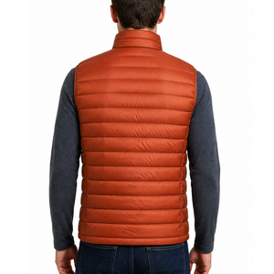 Chaleco Acolchado Ligero Color Naranja Quemado para Hombre, Corte Ajustado, Sin Mangas, Resistente al Viento, Chaqueta de Invierno Acolchada y Cálida - Product Image 4