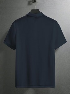 Polo de punto texturizado para hombre, manga corta, informal, de verano, transpirable, elegante, con diseño personalizado. - Product Image 2