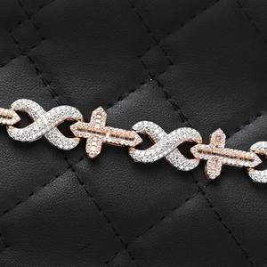 Bracelet à maillons croisés en moissanite, argent sterling 925, plaqué or bicolore, serti griffe, bijoux pour hommes et femmes - Product Image 3