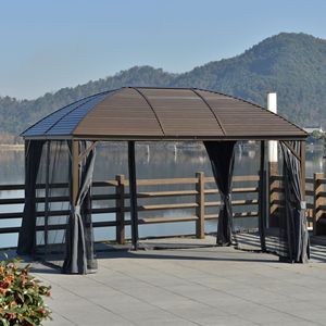 Elegante Gazebo 10x13 Grigio con Tetto Rigido in Acciaio, Tende e Rete, Telaio Rivestito per Patio e Giardino, Applicazione 3x4 - Product Image 2