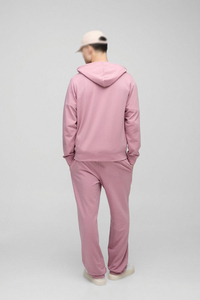 Survêtement en polaire rose poudré pour homme, coupe classique, léger, imprimé, fermeture éclair intégrale, deux pièces (hoodie et pantalon de jogging), personnalisable - Product Image 2