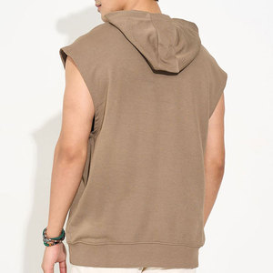 Vente en gros de sweats à capuche sans manches pour hommes, de haute qualité, avec logo personnalisé, pour l'hiver, 100% coton, pour la musculation, l'entraînement en salle de sport - Product Image 4