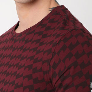 T-shirt à manches courtes pour homme, col rond, à carreaux rouges, coupe classique, décontracté, en coton tissé, motif imprimé - Product Image 5