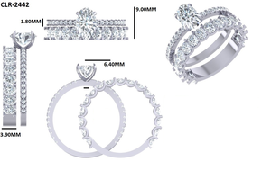 Anillo de Compromiso con Diamante Cultivado en Laboratorio de Corte Ovalado de 1.50 Ct, con Banda a Juego, Joyería de Boda con Diamantes, Conjunto Nupcial de Oro Blanco de 10K/14K/18K - Product Image 6