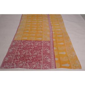Floral Kantha Quilt Boho Cotton <b>Throw</b> Handmade <b>Indian</b> Vintage Reversible Blanket Bedspread Farmhouse Decor - Product Image 3