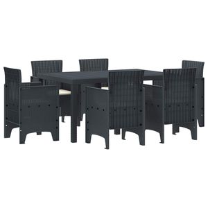 Juego de Comedor de Jardín de 7 Piezas en Ratán Sintético Color Antracita - Product Image 1