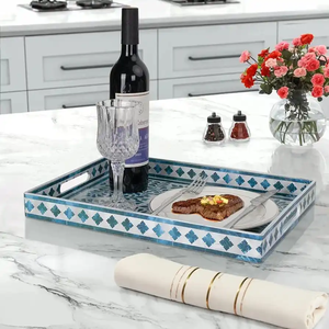 FAIZA CRAFT FC-3197 Resin Inlay Floral Pattern Square Serving Tray Modern Design for Multi-Purpose Use Hotels Restaurants Decor - Product Image 6