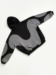 Men's Oversized Hooded Sweatshirt Solid <b>Black</b> Cotton <b>Fleece</b> Casual Pullover Pocket Design Autumn Wear - Product Image 5