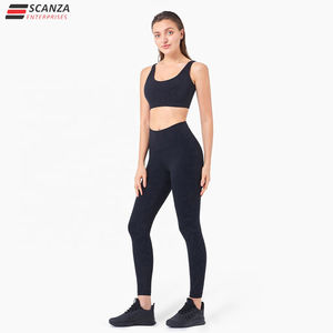 Ensemble de yoga personnalisé pour femme, taille mi-haute, imperméable, extensible, respirant, sans couture, imprimé, en Spandex/Nylon, 2 pièces, pour le fitness - Product Image 2