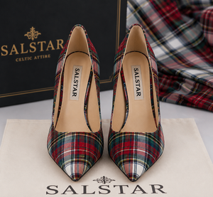 Escarpins à talons aiguilles écossais à carreaux pour femmes |   Chaussures à talons hauts à bout pointu tendance - Product Image 3