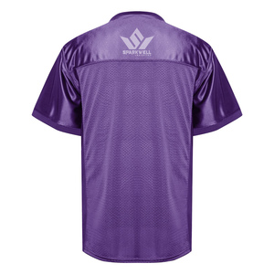 Maillot de football violet pour homme à manches courtes en maille respirante, polyester anti-humidité, coupe classique, uniforme de football personnalisé pour équipe - Product Image 1