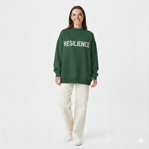 Sweat-shirt personnalisé en gros pour femme, bleu clair, imprimé Dream, col rond, manches longues, coupe ample, 100 % coton, ensemble décontracté pour le quotidien - Product Image 5