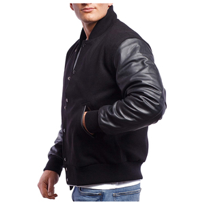 Wholesale High Quality Custom Men's Varsity <b>Jacket</b> New Style High Street Casual Baseball <b>Jacket</b> with <b>Leather</b> Sleeves - Product Image 2