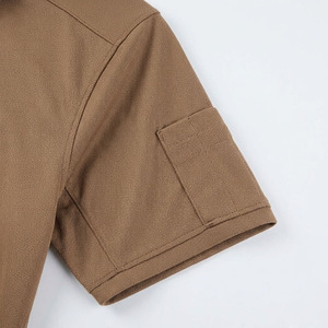 Wholesale High Quality 100% Cotton Tactical for Shirt Quick Dry Breathable Short Sleeve Pique Tee Loop Patches Customized Logo - Product Image 3