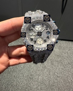 Montre mécanique automatique de luxe en acier inoxydable 42 mm avec cadran en verre et aiguilles, entièrement sertie de moissanite, nouvelle collection de bijoux impériaux - Product Image 1