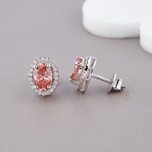 Boucles d'oreilles solitaires ovales en diamant de laboratoire, or blanc/rose/jaune 14 carats, plaqué rhodium de luxe, certifiées IGI - Product Image 2