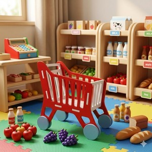Carrito de Supermercado de Madera Contrachapada de Pino Americano Hao Hung Long TVRB112 - Duradero y Seguro con Bordes Lisos para Sala de Estar/Hogar - Product Image 5