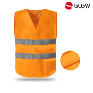شعار مخصص بالجملة البوليستر ضوء عاكس سترة مبطنة برتقالية للعمال الفلورسنت ملابس المرور - Product Image 5