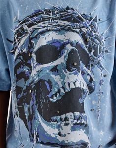 Camisetas de algodón 100% puro con estampado vintage para hombre, estilo urbano, cuello redondo con pedrería, corte holgado, jersey de algodón. - Product Image 4