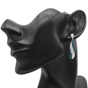 2.14 Carat (Cttw) Round Cut Natural White and Blue Diamond <b>Drop</b> Dangle Earrings Sterling Silver Screw <b>Back</b> - Product Image 3