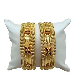 22K <b>Solid</b> <b>Gold</b> <b>Bangle</b> Set for Women Traditional Indian <b>Gold</b> Kada Pair Elegant Handcrafted Yellow <b>Gold</b> Bracelets - Product Image 1