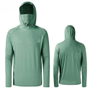 Chemise de pêche à capuche pour homme, manches longues, protection UV, impression sublimée, dégradé jaune bleu, haut de sport d'été pour l'extérieur - Product Image 2