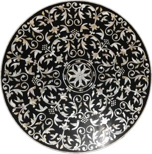 Mesa de centro negra minimalista de lujo, patrón Floral hecho a mano, fregona de hueso con incrustaciones de altura ajustable, muebles para el hogar para sala de estar - Product Image 1