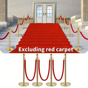 4 pezzi montanti in oro Set corde di velluto nero Base cava 3 pezzi 5Ft rosso palla corda Top festa/matrimonio/teatro/museo decorazioni - Product Image 1