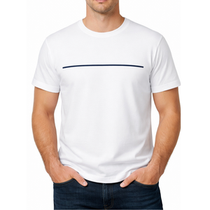 Camiseta blanca para hombre más vendida |   Impresión minimalista de líneas horizontales |   Ropa Casual de Manga Corta Premium |   Camiseta Moderna de Estilo Urbano - Product Image 1