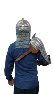 Plastron d'épaule médiéval en acier doux poli, protège-bras complet, épaulettes de chevalier, armure plaquée faite à la main, portables pour le sport, exportables - Product Image 6