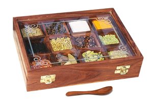 Boîtes de rangement pour épices en bois écologiques résistantes à la poussière, article cadeau décoratif pour la cuisine, ensemble de condiments, passe au lave-vaisselle - Product Image 5