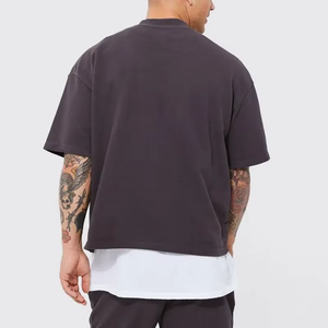 เสื้อยืดโอเวอร์ไซส์ผู้ชาย สีพื้น แขนสั้น คอกลม ผ้าเจอร์ซีย์คอตตอนเนื้อหนา สไตล์สตรีทแวร์ 300 กรัม - Product Image 6