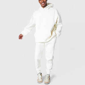 Conjunto Deportivo de Forro Polar Casual con Capucha para Hombre, Chaqueta con Cierre y Pantalones de Chándal, Dos Piezas, 100% Algodón, Oferta - Product Image 3