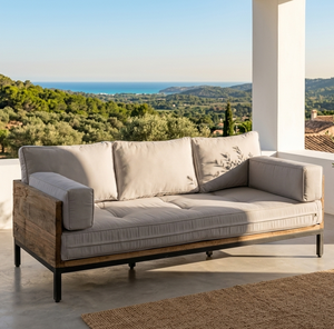 Modern Industrial <b>Sofa</b> Premium Reclaimed <b>Wood</b> & Metal <b>Frame</b> Comfortable Living Couch Durable Outdoor/Indoor Lounge Furniture - Product Image 3