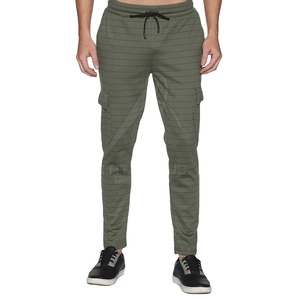 Pantalones de chándal de algodón 100% para hombre, la mejor calidad, nuevo diseño, transpirable, ligero, informal, recto, patrón, lavado oscuro, cintura media - Product Image 1
