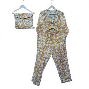 Conjunto de pijama de algodón de alta calidad para mujer, camisón ligero hecho a mano con estampado Floral, ropa de dormir suave de verano y otoño para primavera - Product Image 1