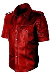 Chemises en cuir pour hommes sur mesure, vente en gros, manches longues, meilleure qualité, chemises en cuir à manches boutonnées unies - Product Image 5