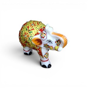 Handcrafted Marble <b>Elephant</b> Figurine | Decorative Hand-Painted <b>Elephant</b> Statue for Home <b>Decor</b> & Gifting - Product Image 4