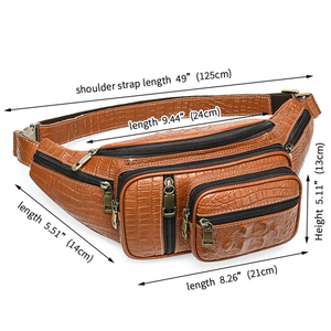 Sac de poitrine en cuir véritable, sac à bandoulière, fermeture éclair, décontracté, durable, usage quotidien, toutes saisons, pour hommes - Product Image 4