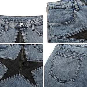 MJ208 personalizado streetwear jeans shorts estrella patchwork Denim jeans shorts Y2K Denim shorts hombres