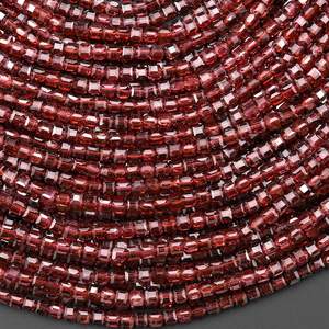 Perles de pierres précieuses en grenat de Malaya facettées en forme de cube, couleur chocolat naturel, brin de 15,5 pouces pour la fabrication de bijoux, vente en gros - Product Image 2