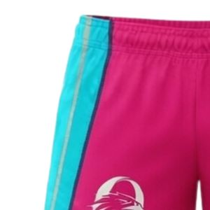 Shorts de netball unisexe rose turquoise sublimés en polyester, vêtements de sport légers pour équipes, avec empiècements latéraux, pour l'entraînement - Product Image 3