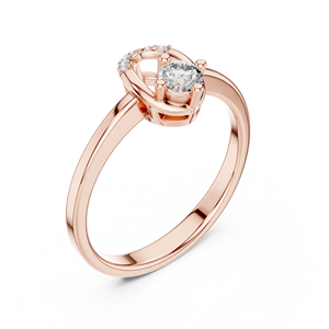 Anillo minimalista con diamante redondo cultivado en laboratorio, en forma de herradura, en oro rosa de 18 quilates, para fiestas, compromisos, bodas y uso diario para mujeres. - Product Image 1