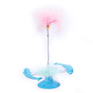 Jouet interactif pour chat avec plateau tournant, plume rotative, distributeur de nourriture, jouet amusant pour chat en forme de moulin à vent - Product Image 1