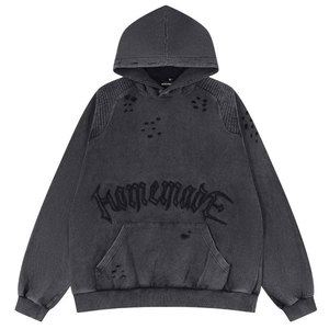 Sweat-shirts à capuche personnalisés pour hommes adultes, respirants, effet usé, basiques, en coton mélangé, surdimensionnés, effet usé - Product Image 1
