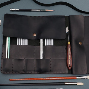 Kit d'artiste en cuir véritable de qualité supérieure, organiseur portable pour outils de dessin, fabrication OEM en marque privée, vente en gros - Product Image 3